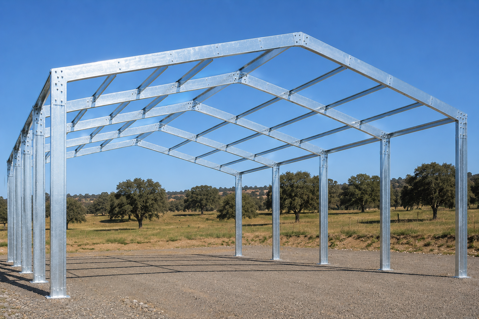 Completed bolted metal building