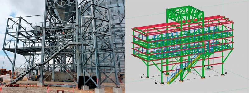 Steel structures for grain silos