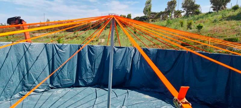 Irrigation Water Reservoir with Full Lining and Opaque Roof Tarp